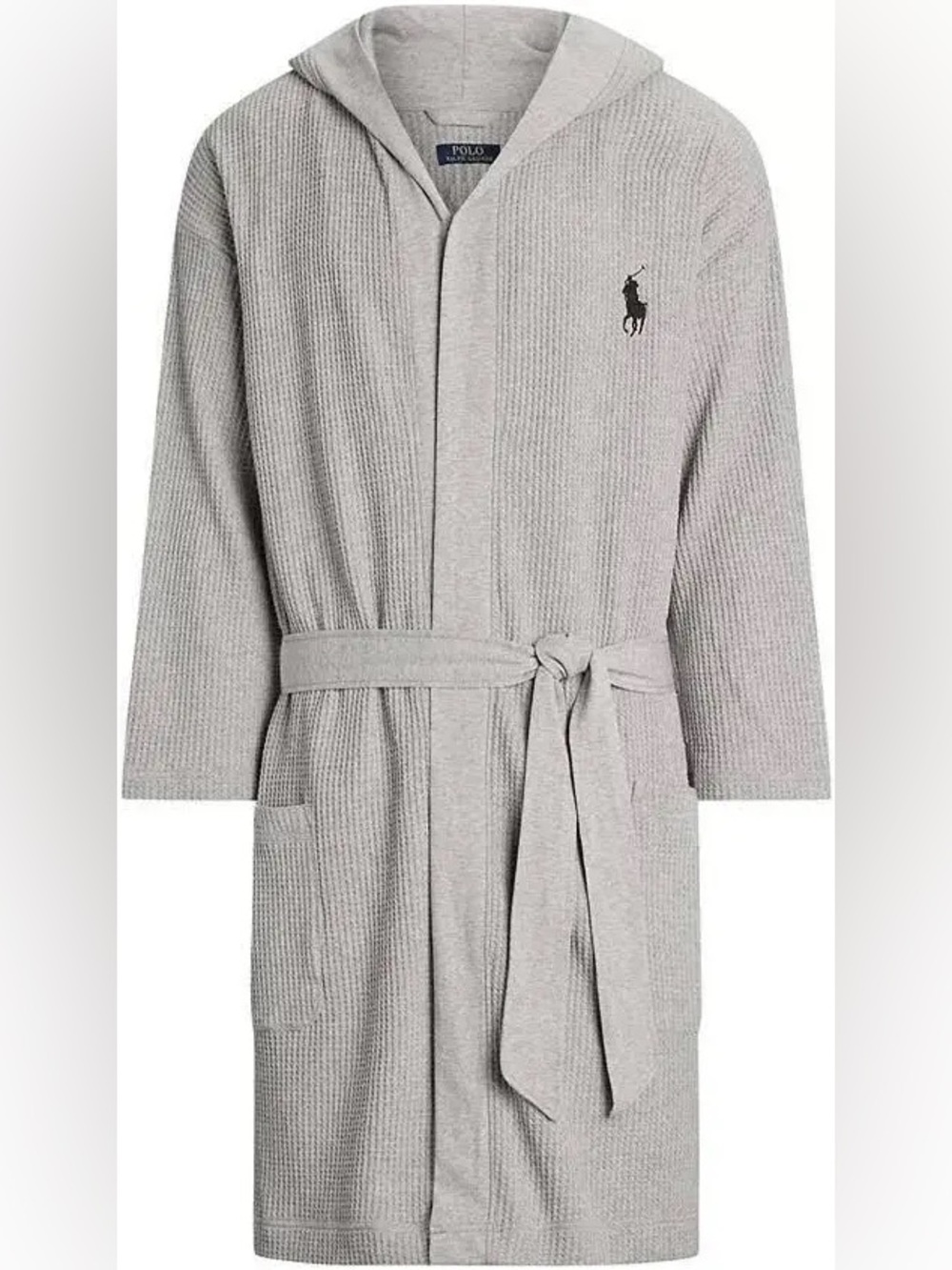 NEW Polo by Ralph Lauren Gray Hooded Thermal Robe